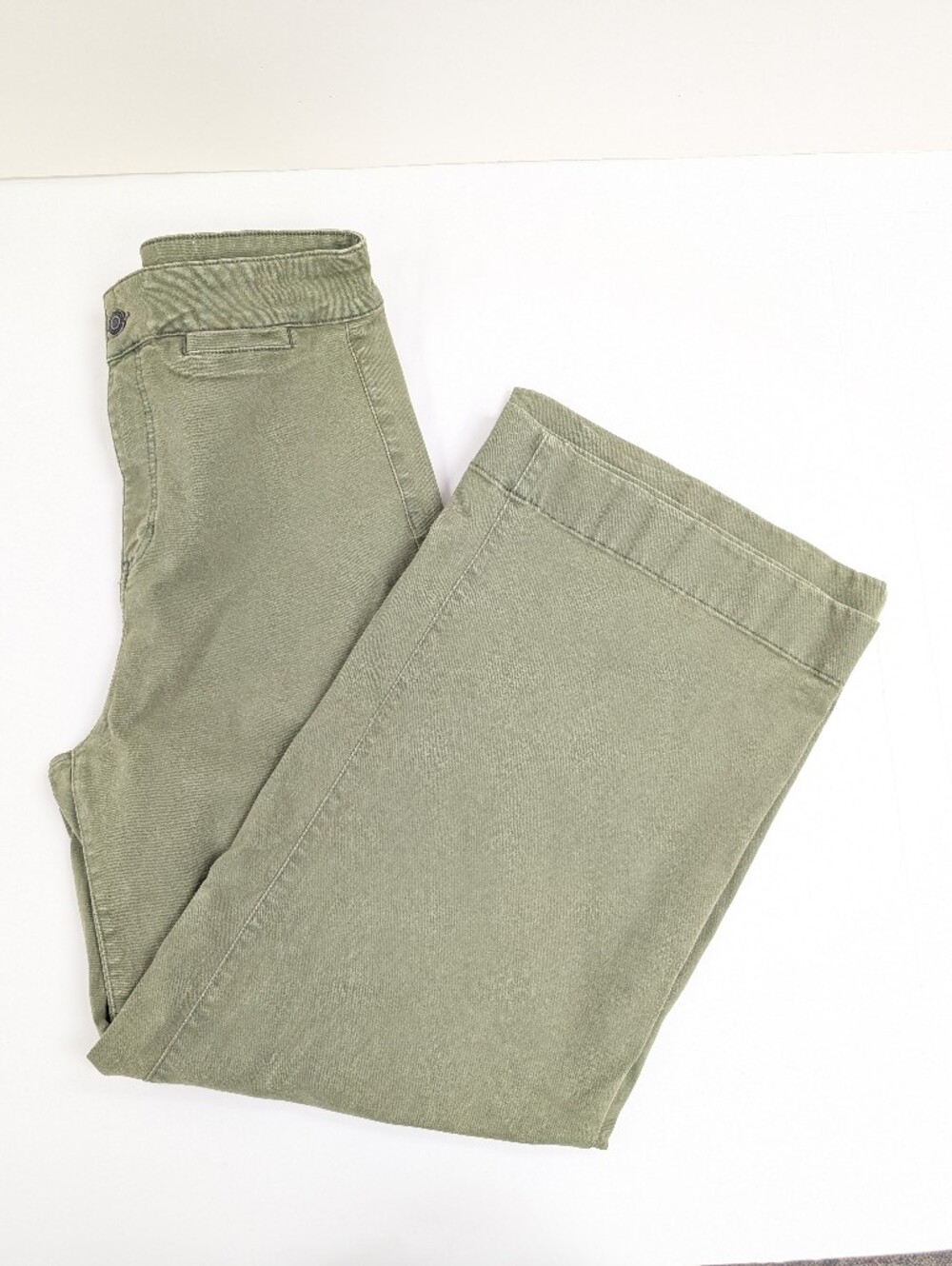LC Lauren Conrad Green Wide Leg High Rise Khaki Trouser Pants Size 12 [27]